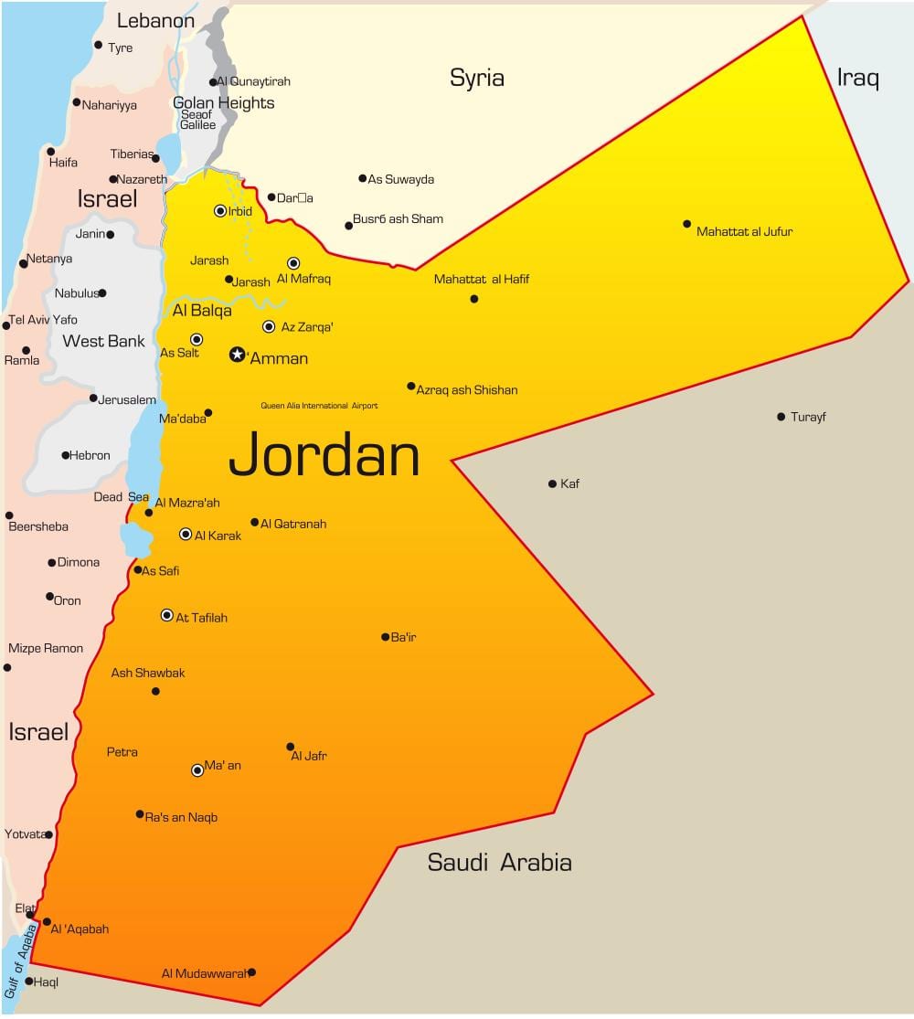 வரைபடம் ஜோர்டான் மத்திய கிழக்கு