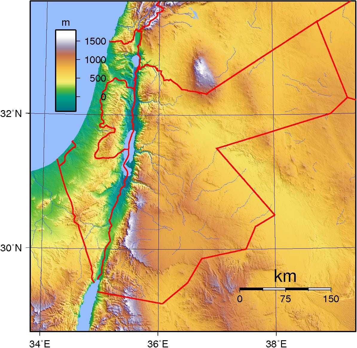 வரைபடம் ஜோர்டான் topographic